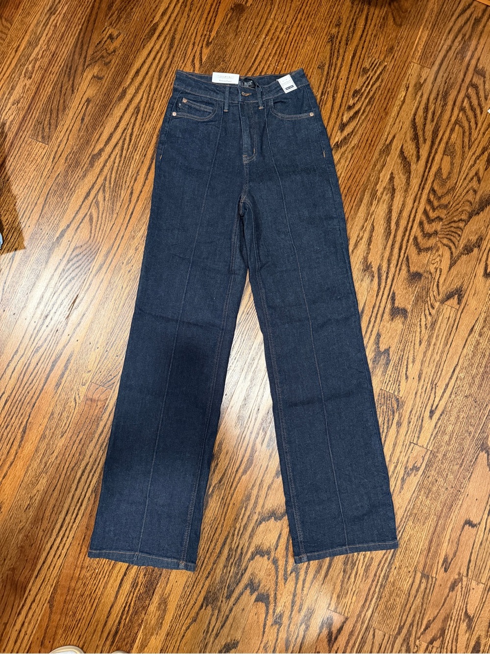 Judy Blue Dark Indigo Straight Leg Jeans with Front Seams